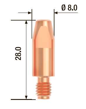 Fubag Контактный наконечник M6х28 мм ECU D=0.6 мм (25 шт.) FB.CTM6.28-06 MAG фото, изображение