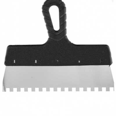 Шпатель из нержавеющей стали, 250 мм, зуб 8 х 8 мм, пластмассовая ручка Sparta Шпатели металлические фото, изображение